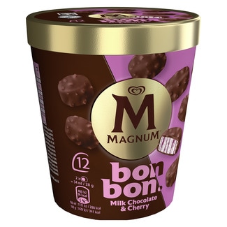 Bombones helados milk chocolate & cherry 12 unidades estuche 204 ml - Magnum Bonbon