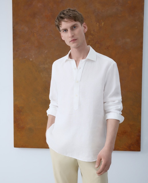 Emidio Tucci - Camisa polera 100% lino de hombre.