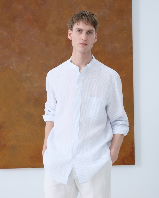 Emidio Tucci - Camisa lino manga larga de hombre.