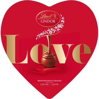 LINDT LINDOR bombones de chocolate con leche en caja con forma de corazón 250 g