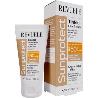 REVUELE crema facial con color tono claro SPF 50+ SunProtect uso diario para todo tipo de piel Rohr 50 ml