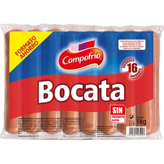 CAMPOFRIO Bocata gekochte Würstchen vom Schwein und Huhn glutenfrei, laktosefrei, 16 Stück Behälter 1 kg