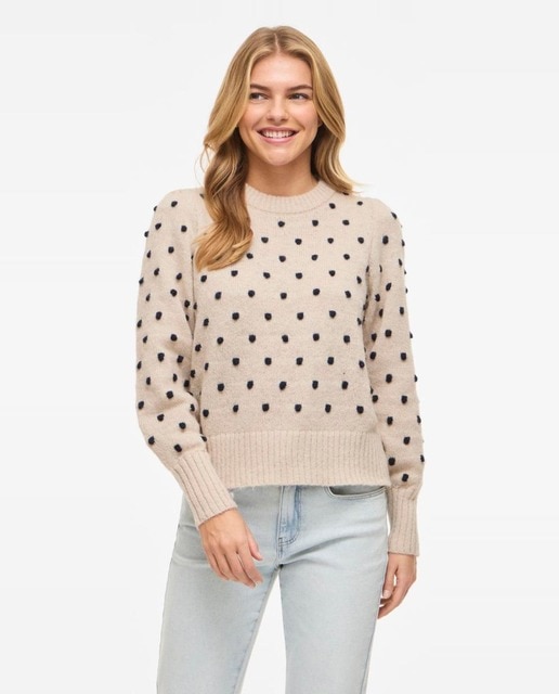 Vila - Jersey de punto mujer con estampado de topos.