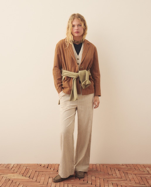 Southern Cotton - Pantalón pijamero lino rayas de mujer.