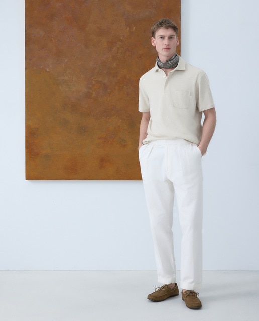 Emidio Tucci - Polo de hombre maga corta pique algodón lino.