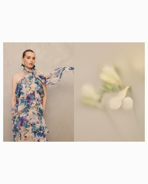 Woman Fiesta El Corte Inglés - Vestido midi con capas y foulard.