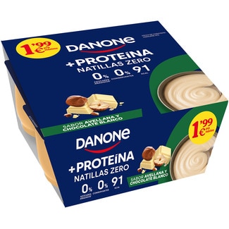 DANONE Proteinpudding Zero Haselnuss- und weiße Schokoladengeschmack 4er-Pack 120 g