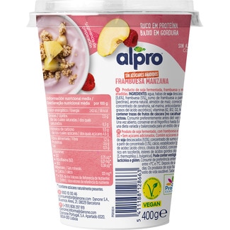 Big Pot especialidad vegetal de soja con frambuesa & manzana envase 400 g - Alpro
