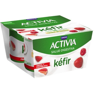 DANONE ACTIVIA kéfir fresa y frambuesa pack 4 unidades 125 g