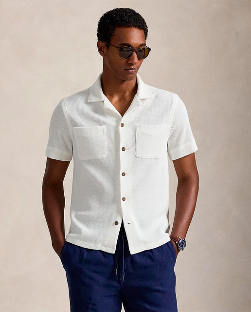 Polo Ralph Lauren - Jersey de hombre tipo camisa de algodón y lino.