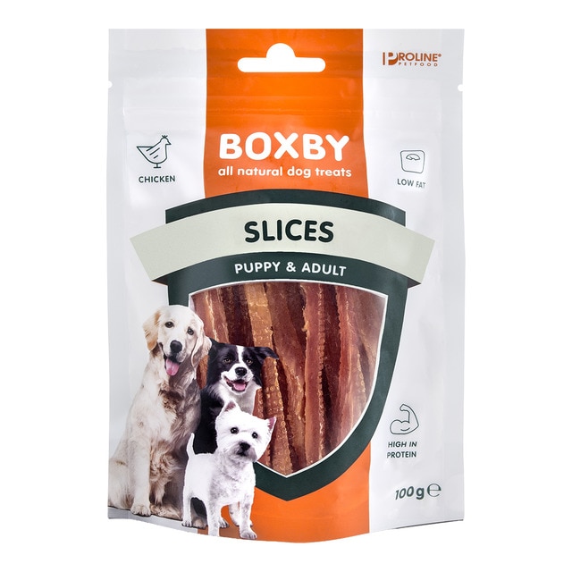 Boxby – Snack para perros cachorros y adultos Boxby Slices pollo 100 g.