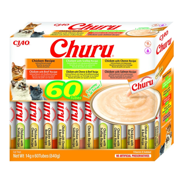 Churu - Snack para gatos adultos Churu variedades pollo 60 x 14 g.
