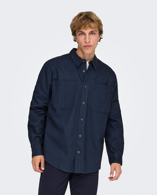 Only & Sons - Sobrecamisa de hombre relaxed fit. 100% algodón..