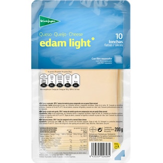 El Corte Inglés Queijo Havarti  Light IGP Fatias embalagem 200 g