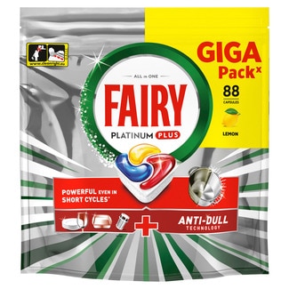Fairy Detergente  para Máquina de Loiça Plus Limão Platinum embalagem 88 doses