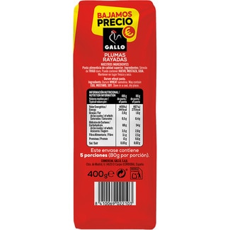Macarrones plumas rayadas paquete 400 g - Gallo