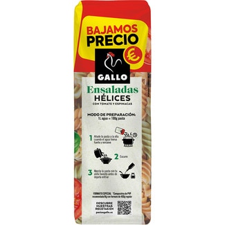 Ensaladas hélices con tomate y espinacas paquete 400 g - Gallo