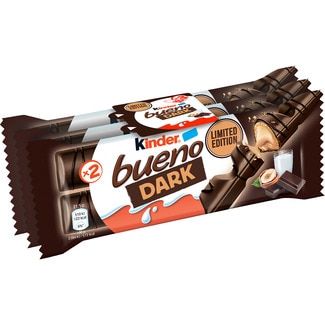 KINDER Dark barritas de chocolate negro y avellanas pack 2 de 2 barritas envase 129 g
