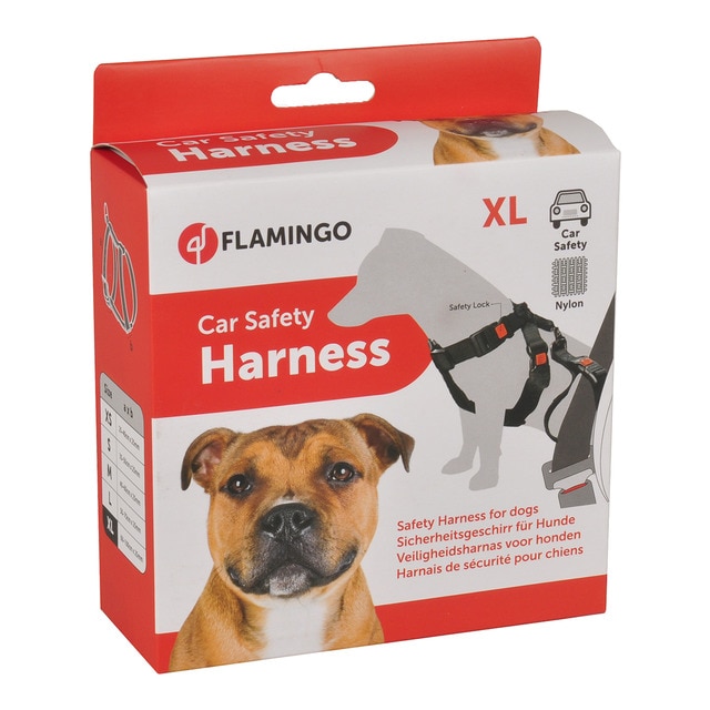 Flamingo – Arnés de seguridad para el coche Flamingo para perros Duma. Negro XL