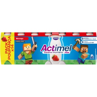 Actimel Iogurte Kids Morango Pack 14 unidades embalagem 100 g