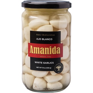 AMANIDA Weißer Knoblauch Schale 340 g netto Abtropfgewicht