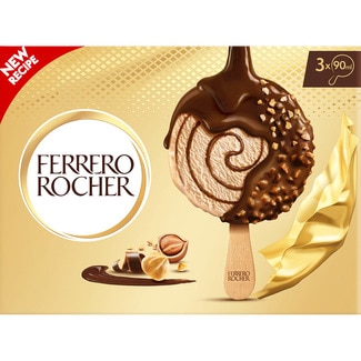 FERRERO bombón helado de avellana cubierto con chocolate 3 unidades estuche 270 ml