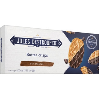 JULES DESTROOPER galletas crujientes de mantequilla con chocolate belga Karton 100 g