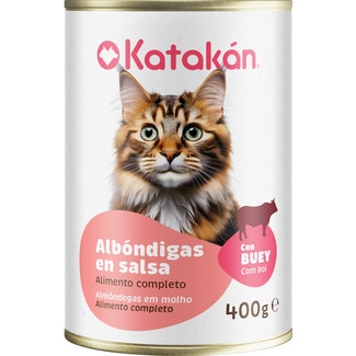 KATAKAN Feuchtfutter für Katzen Fleischklöpse in Sauce mit Ochse Dose 400 g