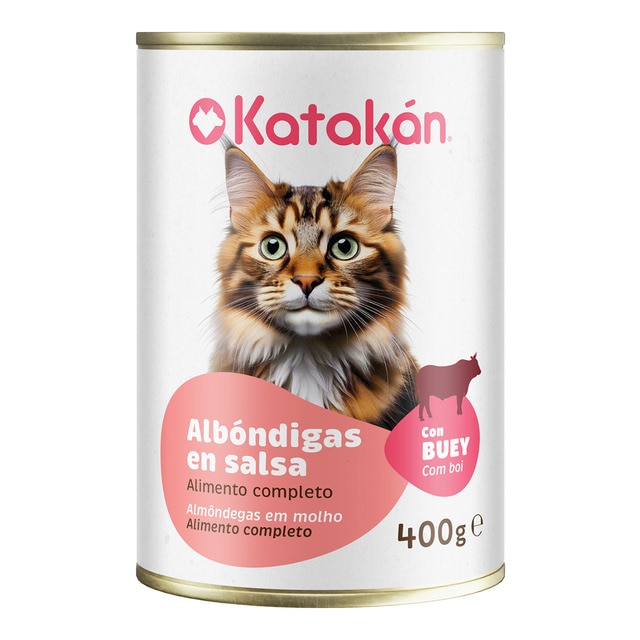 Katakán – Comida húmeda para gatos adultos Katakán albóndigas en salsa con buey 400 g.