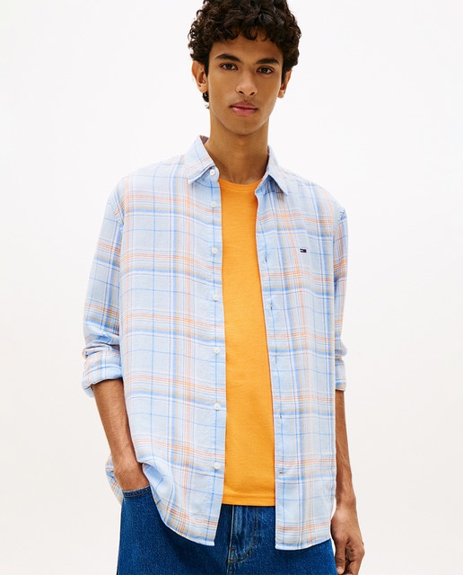 Tommy Jeans - Camisa de hombre en lino relaxed fit de cuadros.