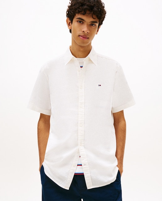 Tommy Jeans - Camisa de hombre regular fit de manga corta seersucker.