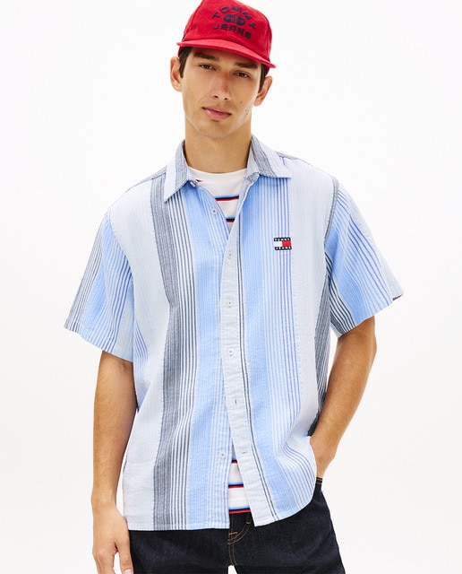 Tommy Jeans - Camisa de hombre relaxed fit a rayas.