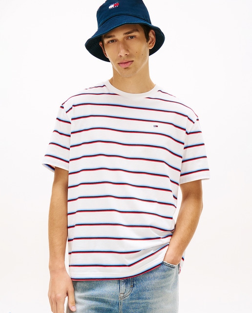 Tommy Jeans - Camiseta de hombre de rayas relaxed fit de manga corta.