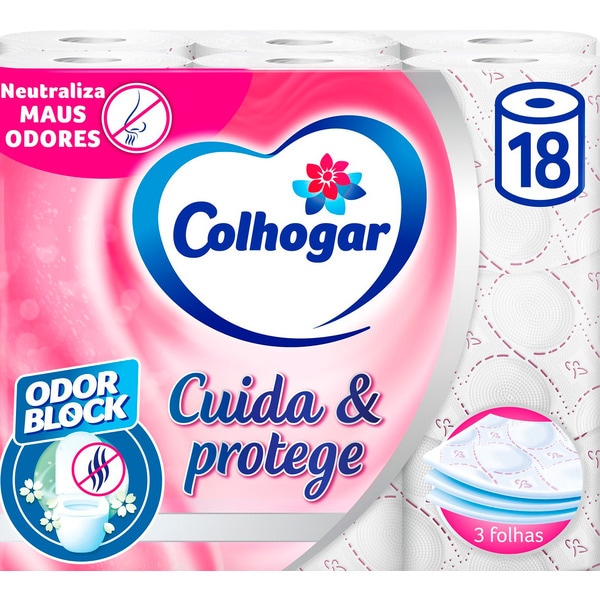 Papel Higiénico Cuida & Protege 3 Folhas embalagem 18 unidades