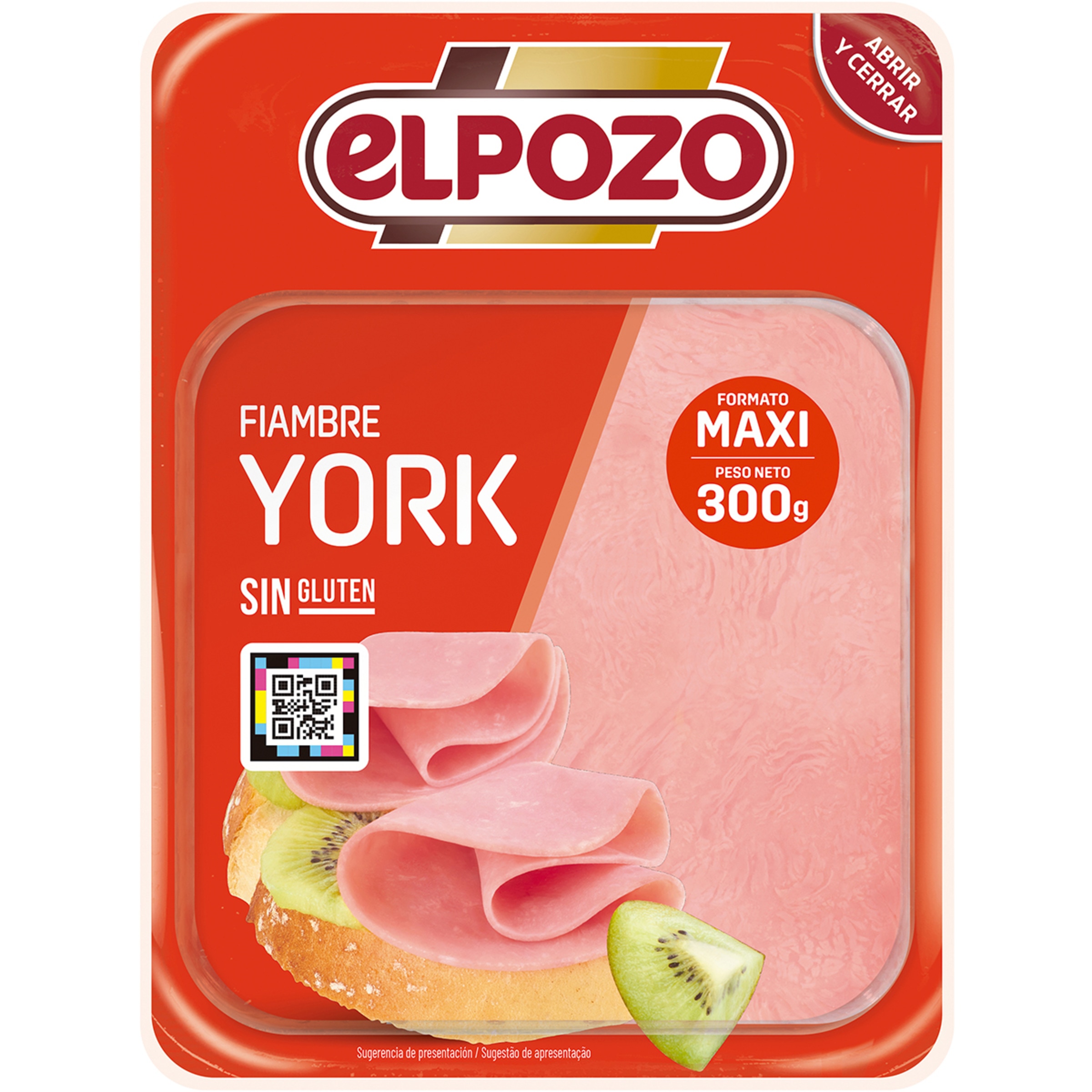 Fiambre york maxi en lonchas sin gluten envase 300 g - Elpozo