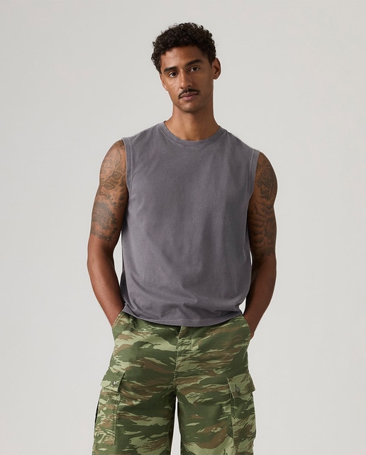 Levi's - Camiseta de hombre sin mangas con cuello redondo.