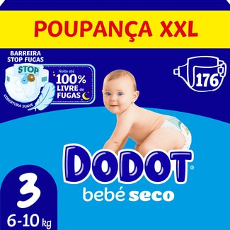 Dodot Fraldas Bébe Seco em Box T3 embalagem 176 unidades