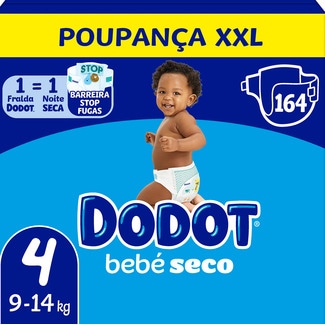 Dodot Fraldas Bébe Seco Box T4 embalagem 164 unidades
