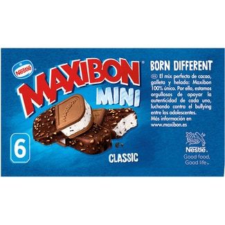 Helado Classic mini sándwich de nata con trocitos de chocolate 6 unidades estuche 480 ml + 1 gratis Edición Limitada - Nestle Maxibon
