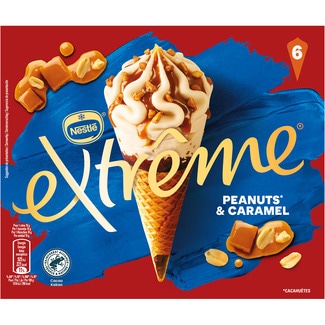 Glace cône extrême peanuts et caramel beurre salé