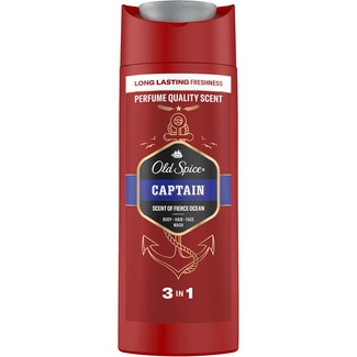 OLD SPICE gel de ducha para cuerpo, cara y cabello 3 en 1 Captain con carbón flask 90 ml