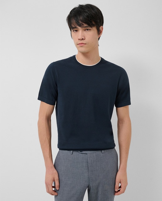 Roberto Verino - Camiseta de hombre manga corta tricotada.