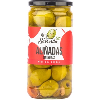 LA SABROSITA aceitunas gordal aliñadas sin hueso frasco 350 g neto escurrido