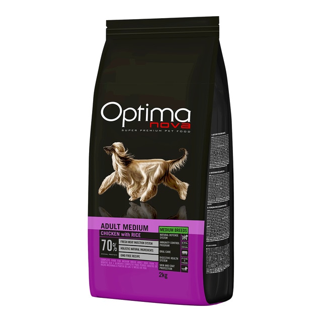 Optima Nova – Pienso para perros adultos medianos Optima Nova pollo y arroz. 2 Kg
