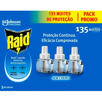 Raid Insecticida Eléctrico PACK 3 Recarga embalagem 27 ml