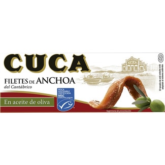 CUCA filetes de anchoa del Cantábrico en aceite de oliva lata 29 g neto escurrido