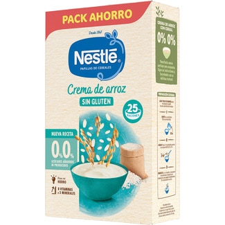 NESTLE crema de arroz sin gluten 0% azúcares añadidos y producidos desde 6 meses Karton 450 g formato ahorro