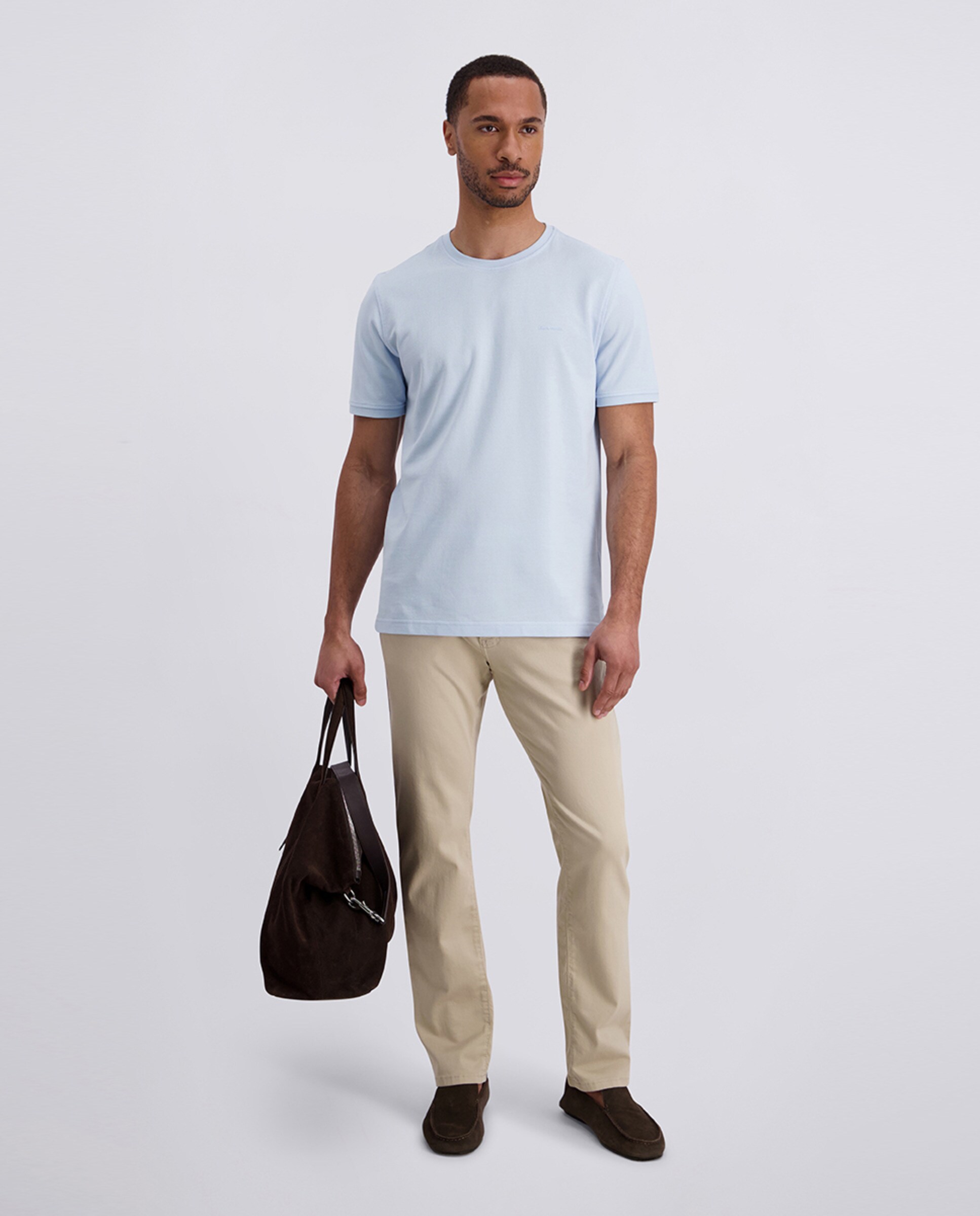 Calças de 5 Bolsos Denim Airtouch Tapered Fit - Cinzento Bege-6