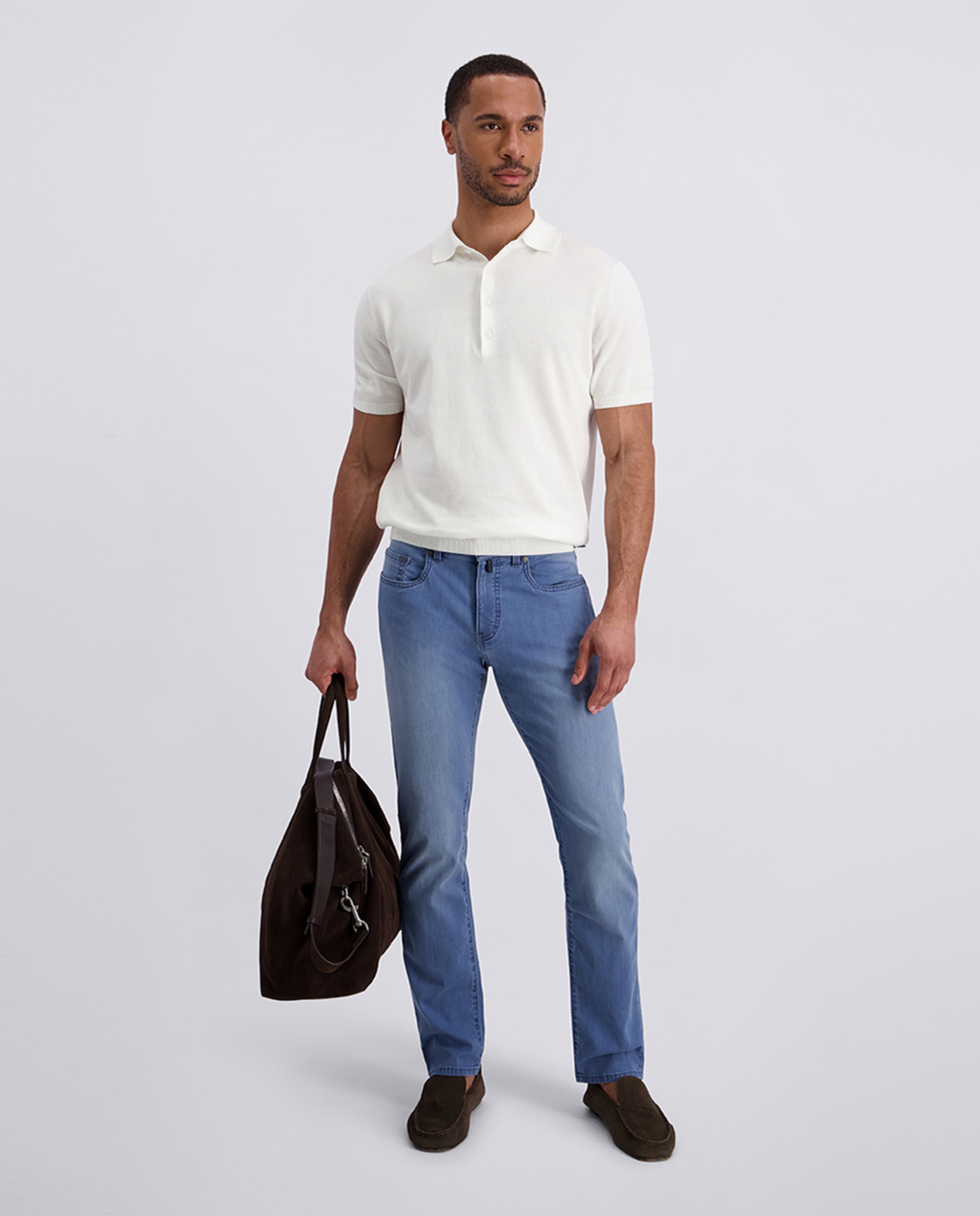 Ganga de 6,5 onças. Airtouch Lavado Tapered Fit - Azul-Claro Azul-claro-6