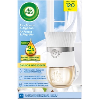 AIR WICK ambientador eléctrico difusor inteligente Aire fresco & Algodón aparato + recambio con aceites esenciales